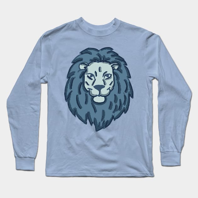 Blue Lion Head Long Sleeve T-Shirt by Eric03091978